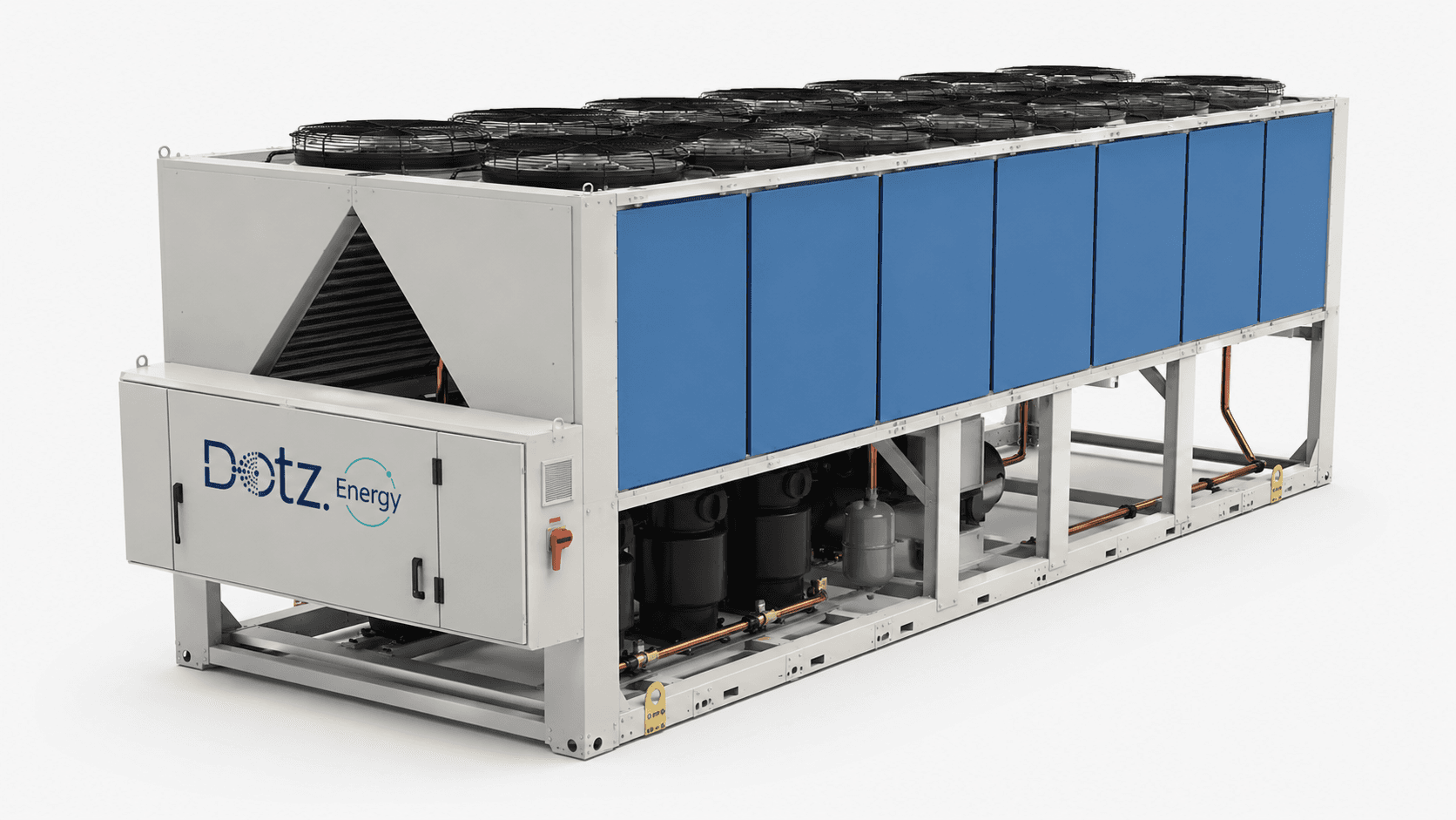 A large commercial air-cooled chiller unit